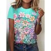 A Sea of Flowers Print T-shirt, Casual Crew Neck Short Sleeve Top For Spring & Summer, Women's Clothing