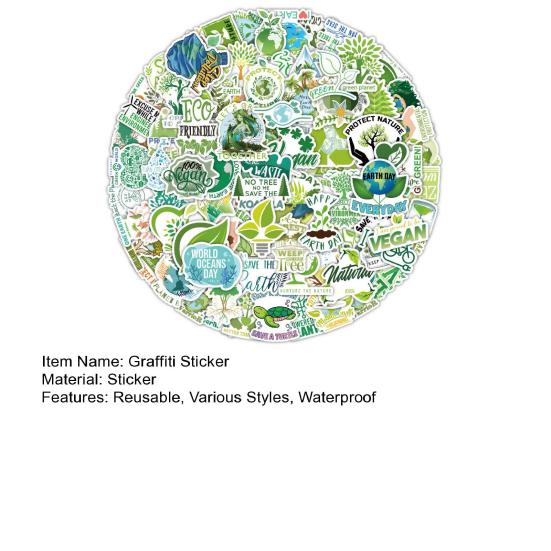 106 шт./компл., наклейка на книгу, водонепроницаемая чашка с узорами, декоративная зеленая экологическая тема, самоклеящаяся наклейка в стиле граффити, поставка