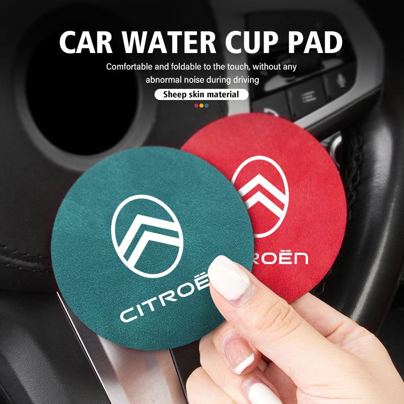 2pcs Car Coaster Anti-slip Mat Sheepskin Water Cup Holder Pad For Citroen C5 C1 C2 C6 C4L DS3 DS4 DS5 C-Elysee Grand Berlingo
