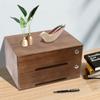 Запираемый 2-ярусный деревянный настольный шкаф, Органайзер для хранения для офиса/кабинета/туалетного столика с ящиком, Безопасный настольный шкаф для ювелирных изделий