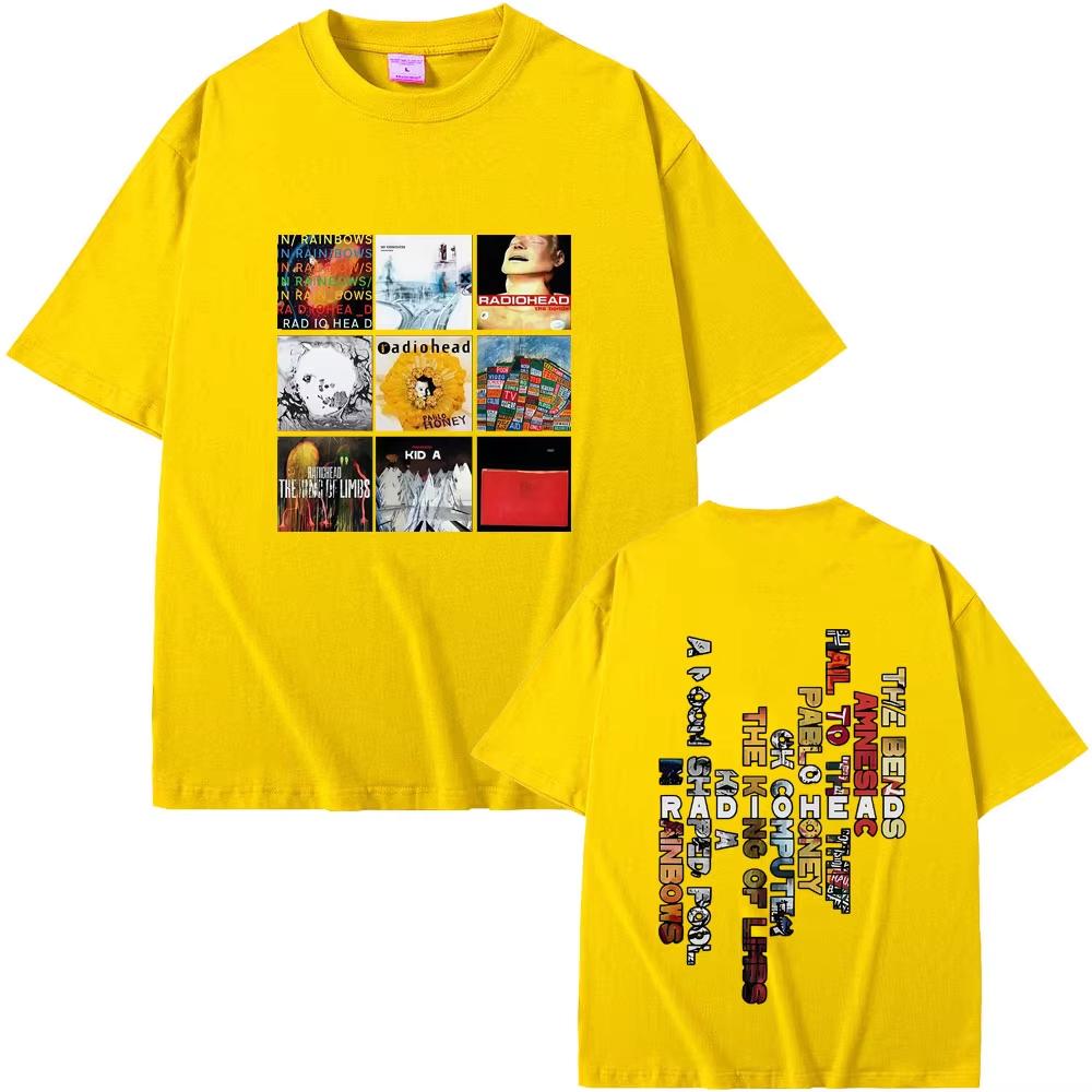 Radiohead band 100cotton Unisexs Oneck shirt Music Album graphics Womens summer Rock Gothic HipHop High Quality luxury Tshirt