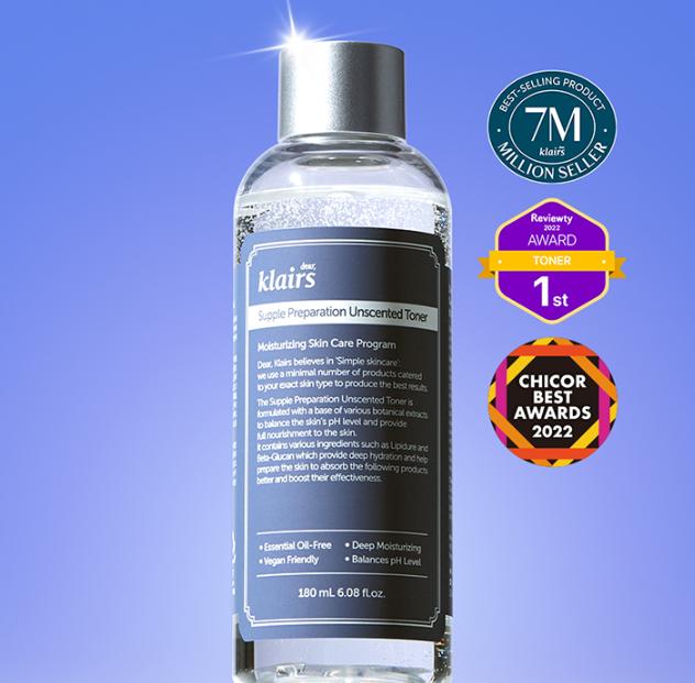 Тоник K-Beauty без отдушек – Klairs Supple Preparation 180 мл