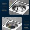 Stainless Steel Floor Drain Square Floor Cover Anti-odor Filter Core  Shower