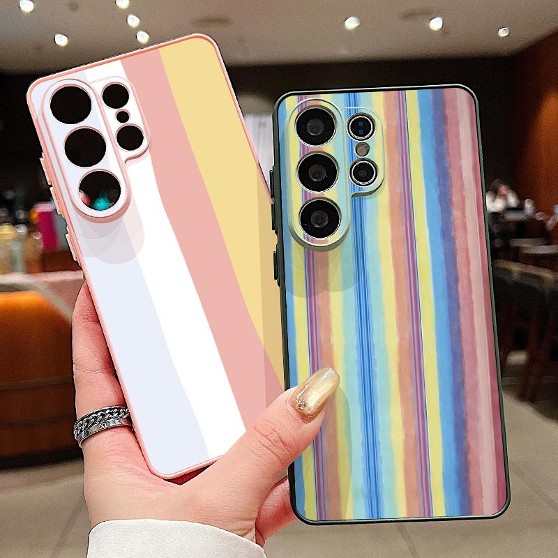 Чехол-полоска радужного цвета для Samsung S26 Ultra S25 FE S24 S24 Plus A57 A37 A17 A56 A36 A16 A55 A35 A15 A54 5G Магнитный Гибридный ТПУ+ПК Матовый Чехол