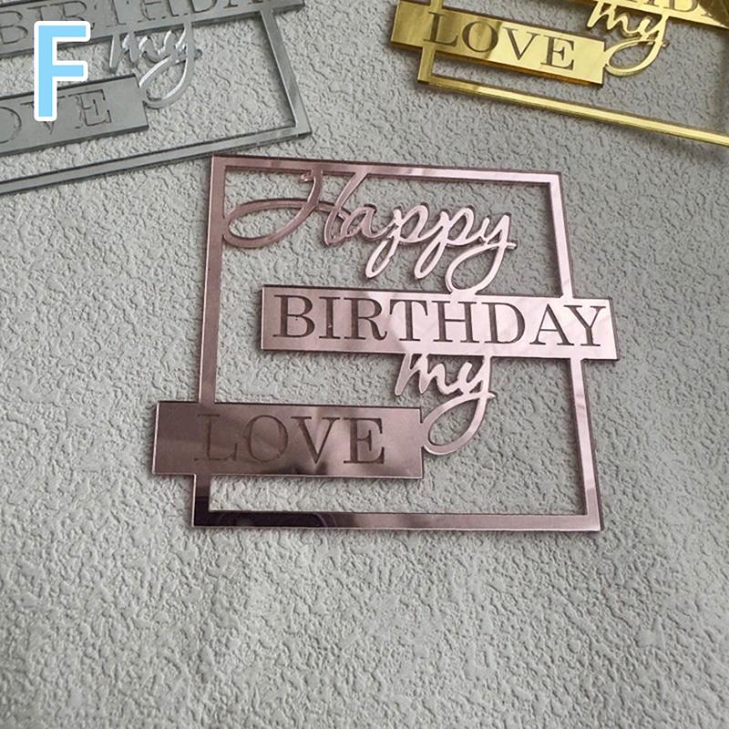 Happy Birthday Cake Topper Plastic Gold Mirror Cupcake Topper For Kids Birthday Party Cake Dessert Decorations Baby Shower Decor