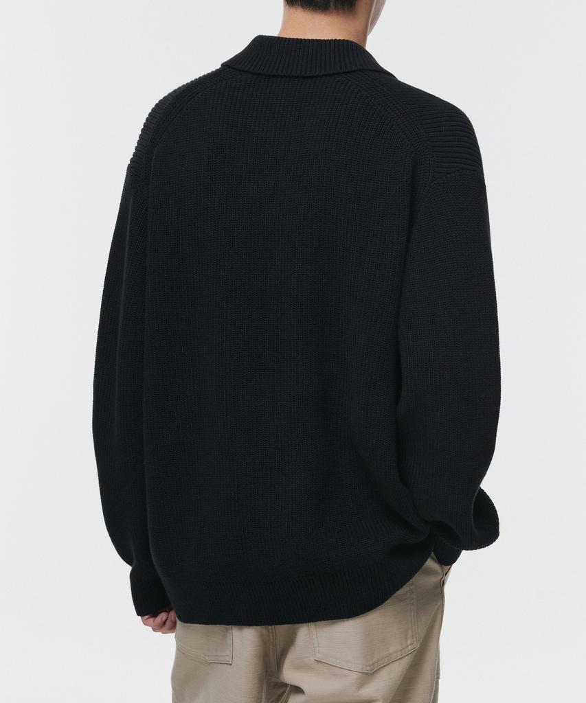 MUSINSA STANDARD Cotton Ribbed Collared Knit [Black]