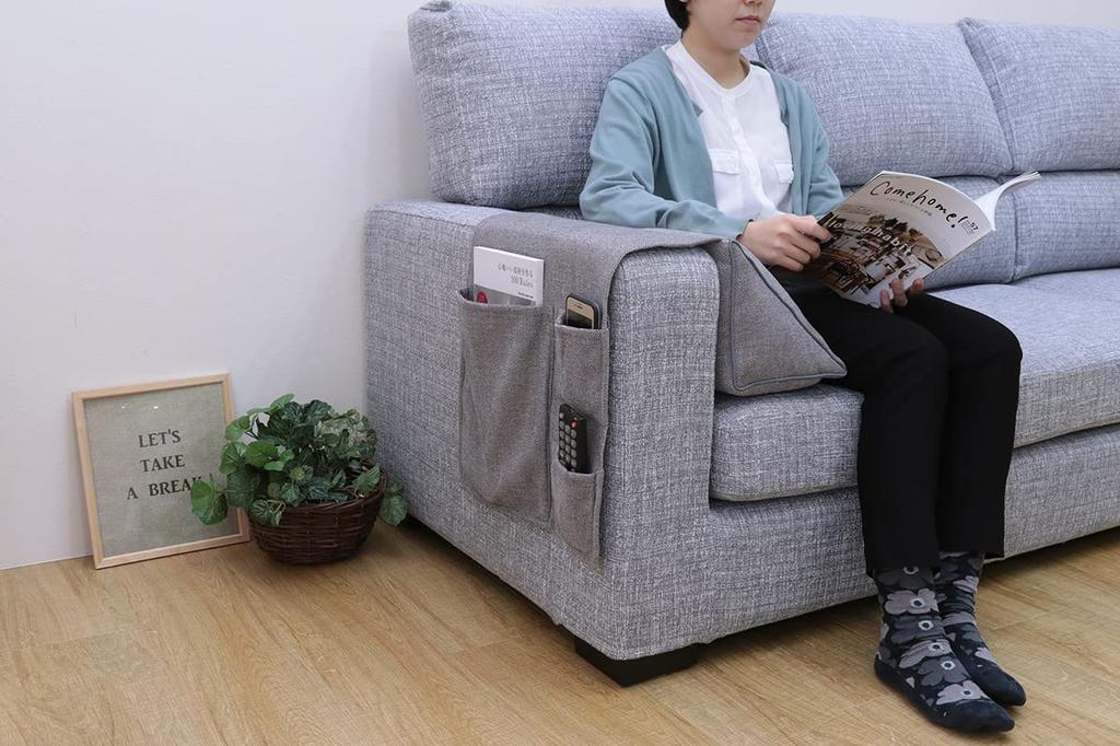 IKEHIKO Style Triangular Storage Cushion, Approx. 20 x 20 x 40cm, Gray, Made in Japan, Simple Design, Sofa Backrest, Pocket #9350879