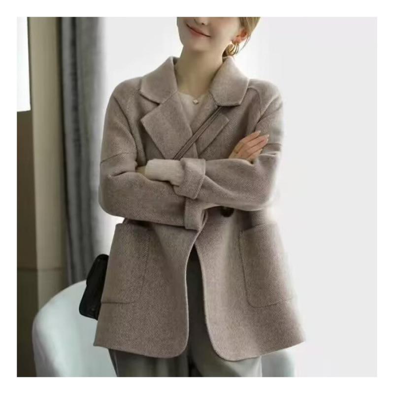 2023 Autumn/Winter Women's High-End Thick Herringbone Wool Coat - Casual Trendy Design