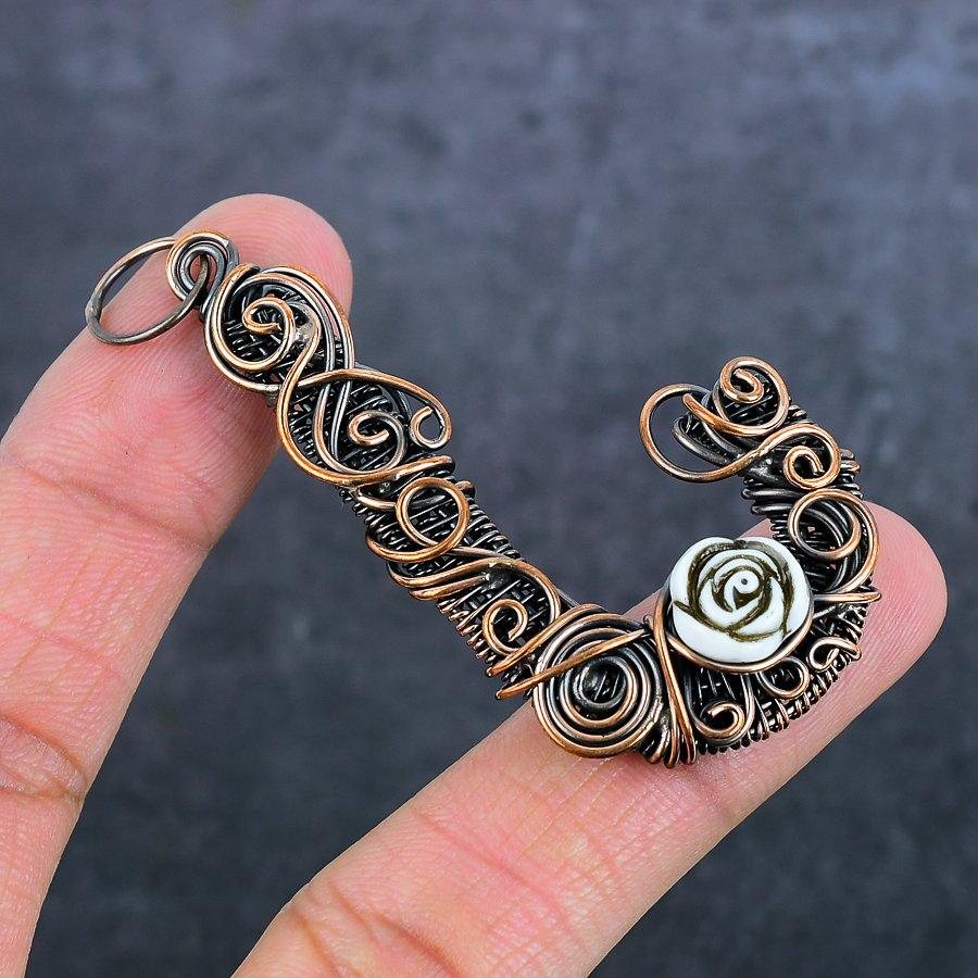 J Look Gemstone Copper Wire Wrap Jewelry Pendant 2.76"