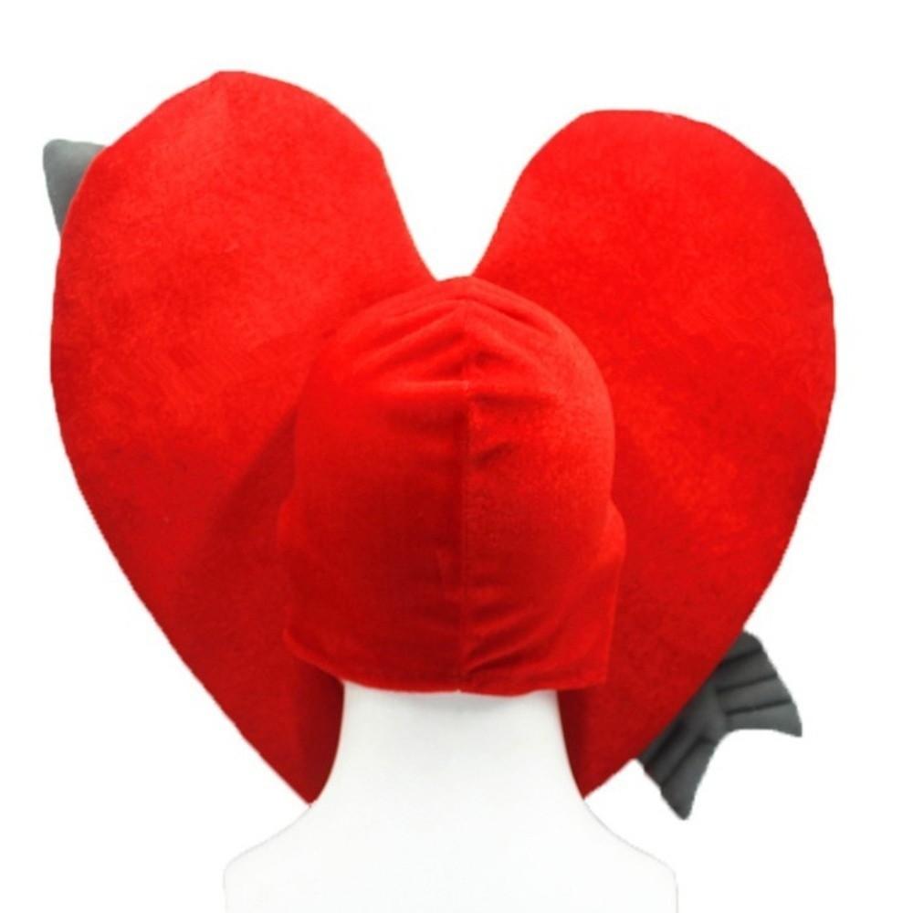 Забавные головные уборы ко Дню святого Валентина: шляпа в форме сердца, шляпа с персиковым принтом, реквизит для фотосессии, пуловер, праздничная шляпа.