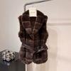 Winter new imitation mink fur fur vest jacket fashionable versatile short thin vest young stripes