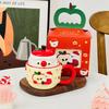 New Product with Cover Christmas Apple Ceramic Cup High-value Suit Mug Souvenir Cartoon Cute Hand Cup Gift