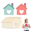 House Shaped Unfinished Wood 20pcs House Shaped Wooden Decor Hollow Heart Design House Crafts Decor For Birthday Home Party