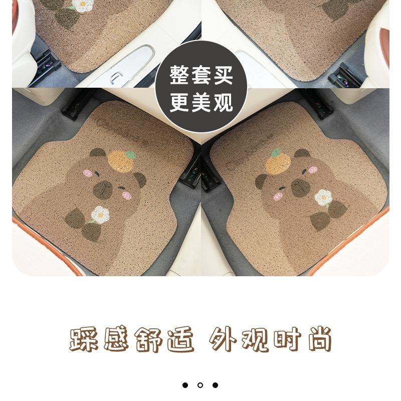 Capybara Cartoon Car Floor Mats Wear Resistant Washable Universal