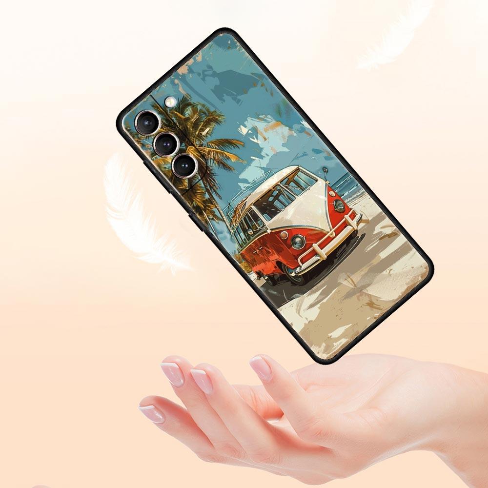 Чехол для телефона Combi Van Car Outdoor Camping для Samsung Galaxy S26 Ultra S25 Plus S24 FE S23 S22 5G S21 S20 Черный Мягкий