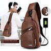 USB Men's Solid Color PU Chest and Shoulder Bag - Trendy Summer Casual Bag