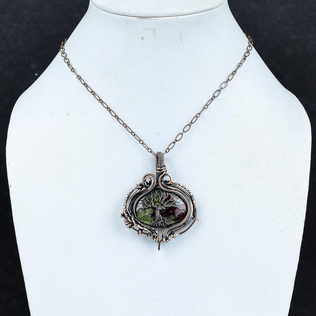 Dragon Bloodstone Jewelry, Handmade Gemstone Pendant, 999 Copper Wire Wrapped Pendant, Antique Jewelry, For Engagement Gift