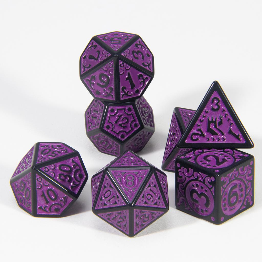 Многогранные игральные кости DND 7 шт. Текстуры Узорные игральные кости для DNDGame Ролевая игра Настольная игра Аксессуары для хобби Праздничный подарок