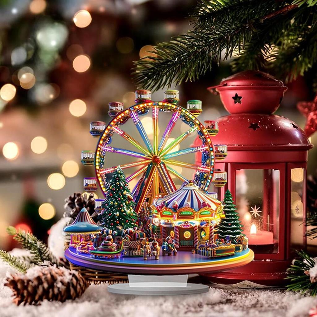 2D Acrylic Ferris Wheel Accent Ornament Ferris Wheel Display Board Christmas Holiday Decoration 2025 Xmas Navidad Party Supplies