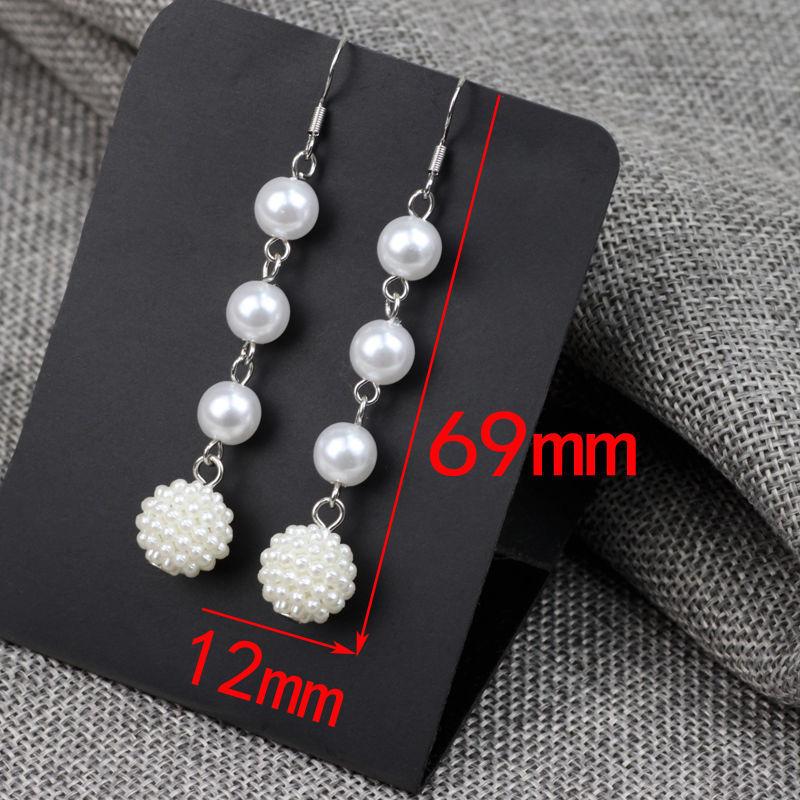S925 Tremella Hook Gypsy Pearl Pendant Earrings Feminine Long Temperament Korean Earrings Internet celebrity Versatile Earrings
