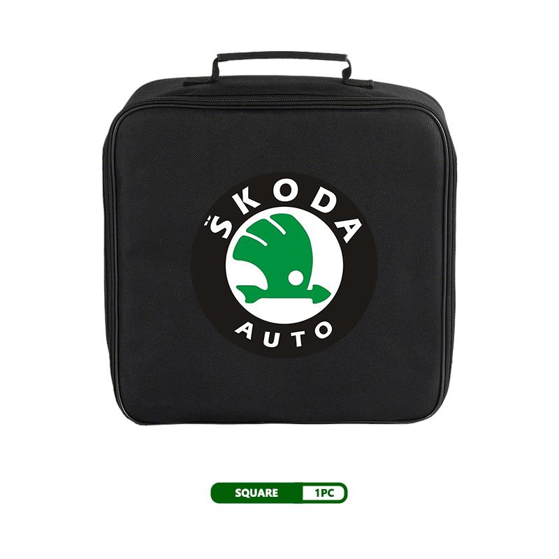 AAFO1 For Skoda Oxford Cloth Car Charge Cable Case Organiser Waterproof Charging Gun Storage Bag Kamiq Karoq Octavia 2 3 Rapid Scala