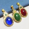 Gold-Plated Jade Pendant Necklace for Women, Ethnic Bohemian Style Accessories