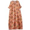 DIMANAF New Women 2025 Plus Size Summer Casual Floral Dress Vintage Long Dress Loose Basic Holiday Maxi