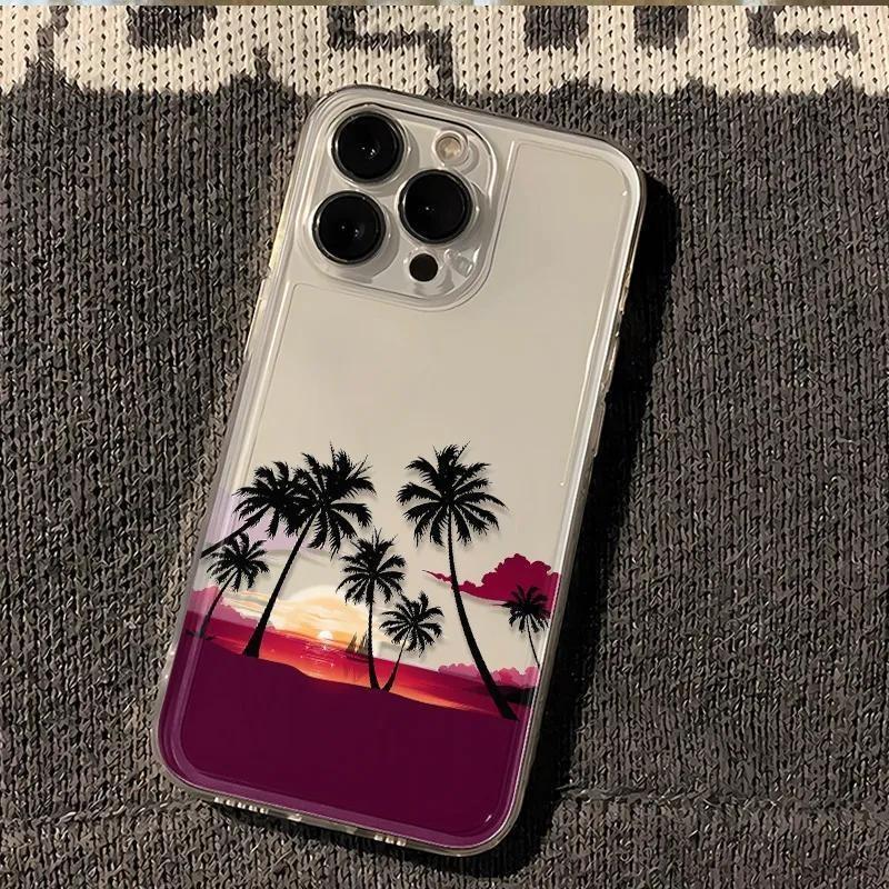 Летний Закат на Пляже Пальма Прозрачный Чехол Для Телефона Для Samsung Galaxy S26 S24 S25 S23 Ultra S22 S21 S20 Plus FE A50 A71 Мягкая Крышка