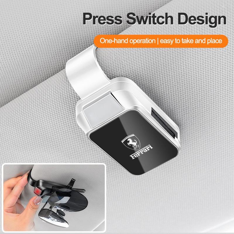 High-end Car Glasses Storage Clip Sun Visor Sunglasses Holder For Ferrari Roma Spider 296 488 S12 360 F8 LaFerrari SF90 Stradale HL7