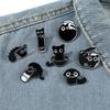 1Pc Cat Brooch Enamel Bag Accessories Black Kitten Badges Jewelry
