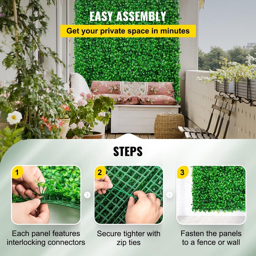 Artificial Boxwood Panel UV 6pcs Boxwood Hedge Wall Panels, Artificial Grass Backdrop Wall 20" X 20" 4 cm Green Grass Wall, Fake Hedge for Decor