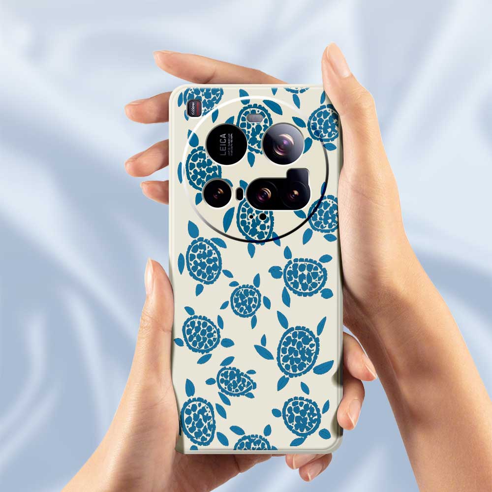 For Xiaomi 15 Ultra Case Blue Turtle Pattern Printing Straight Edge TPU Phone Back Cover