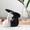 Home Décor Ceramic Rabbit Figurines (Set of 2, Black and White)