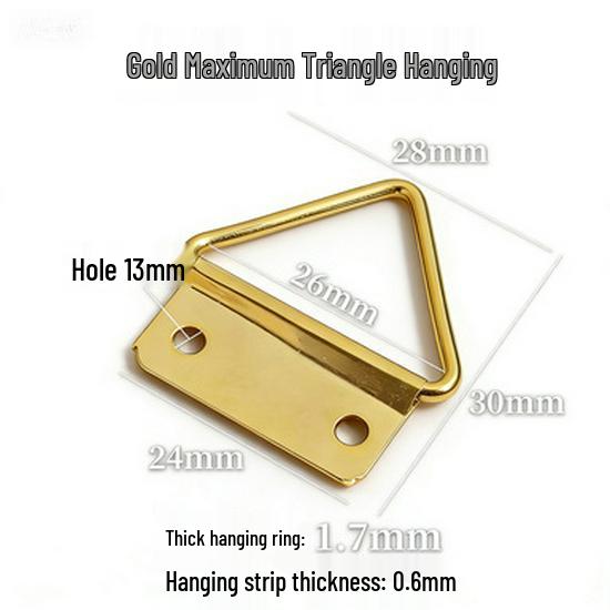 Gold Double Hole Triangle Metal Picture Frame Hook for Horizontal Hanging