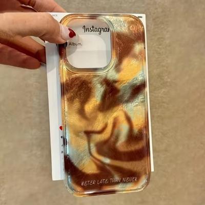Художественный чехол с блестящим градиентом и рисунком из фольги для iPhone 17 16 Pro Max 13 15 Pro 12 14 11 16e 7 8 Plus XS XR Ретро-чехол
