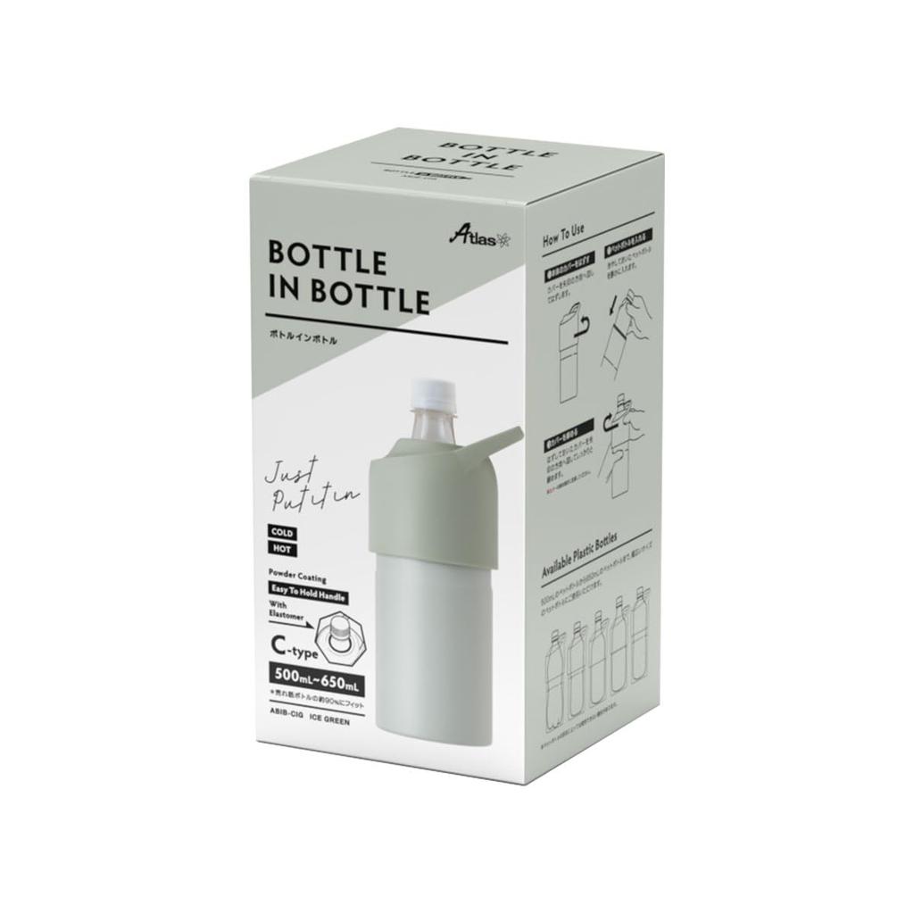 Пластиковый держатель для бутылок Atlas, бутылка для воды, пластиковый охладитель для бутылок с холодной изоляцией, 500 мл, 650 мл, вакуумная изоляция, ручка цвета ледяной зелени с ручкой, бутылка в