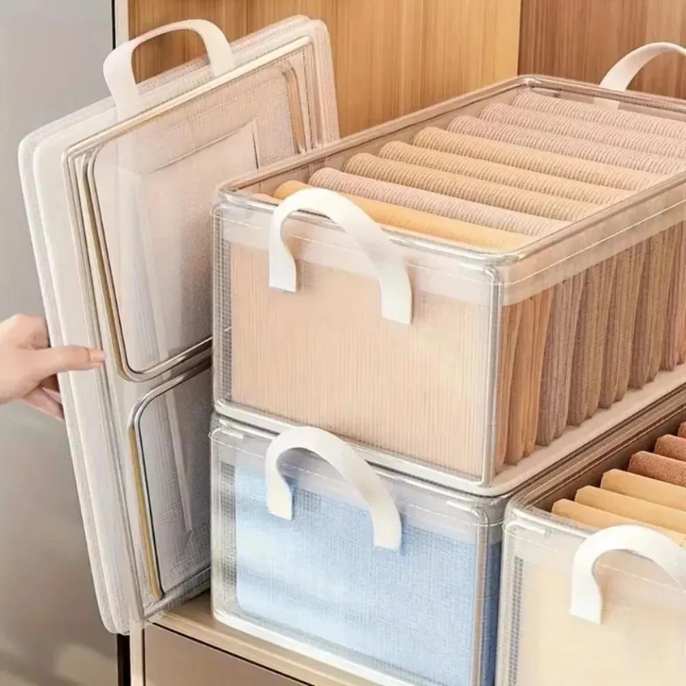 Pvc Transparent Storage Box Reinforced Handles Clothes Stackable Practical Sundries Boxes Storage Box Foldable Multi Purpose Bin