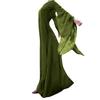 Women Fall Winter  Gothic Retro Solid Long Sleeve Ball Gowns Maxi Dress