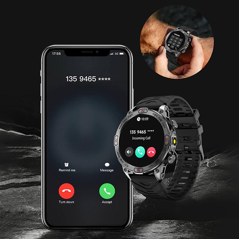 SCIONE Умные часы с пульсометром Bluetooth, голосовым помощником, компасом, фонариком, шагомером, спортивными часами на открытом воздухе