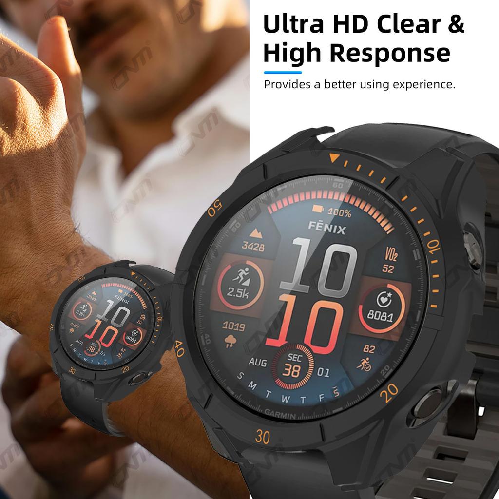 Защитное стекло и чехол-бампер для серии Garmin Fenix 8 - Устойчивые к царапинам, ударам и падениям, с тонким профилем и легкой установкой