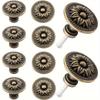 8pcs Antique Brass Cabinet Pull Knobs, Vintage Country Style Drawer Knobs, Round Decorative Knobs for Cabinet Dresser, 0.94*1.22 Inches, with Screws
