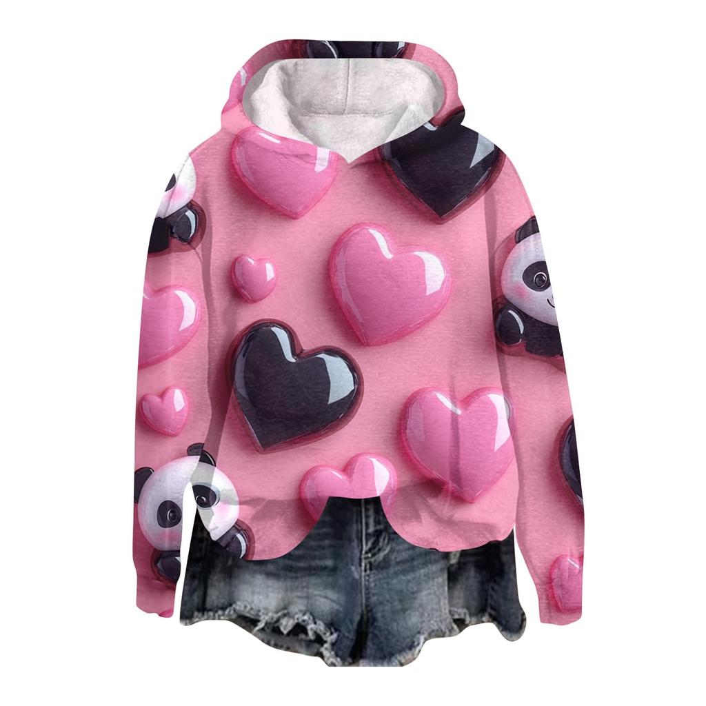 Женская плюшевая теплая повседневная куртка с принтом ко Дню святого Валентина, зимняя куртка