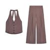 Hanging Collar Bowknot Decoration Vest 2010809 Vertical Fabric Mid Waist Wide Leg Casual Trousers 8338504