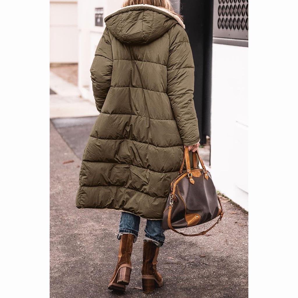 Зимняя стеганая куртка с капюшоном женская двусторонняя с длинным рукавом толстое пальто теплая модная длинная верхняя одежда повседневные пуховики