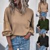 Women's Fashion Temperament Reverse Pocket Solid Color  Sleeve Sweater