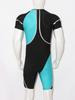 Men‘s Metallic Trim Color Block Swim Jumpsuit Short Sleeve Thigh Length Bodysuit with Back Hidden Zipper for Swimming Training