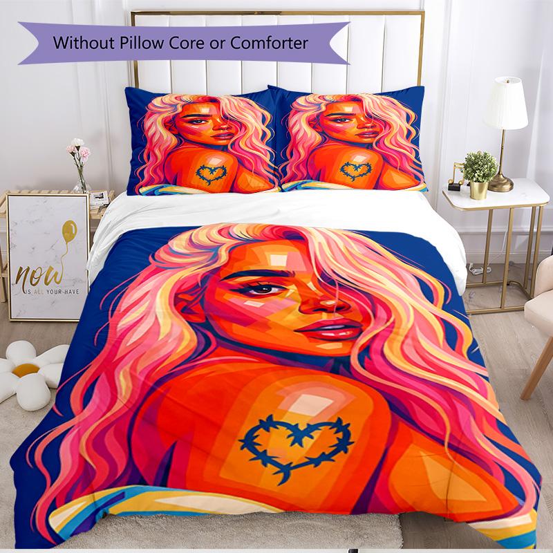 3pcs Duvet Cover Set (1*Duvet Cover + 2*Pillowcase, Without Core), Karol G Print Soft All‑Season Bedding Set, Home Bedroom Decor Gift
