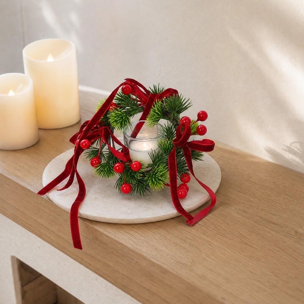 Multifunctional Christmas Candle Ring Candlestick Wreaths Fireplace Mantel Decor