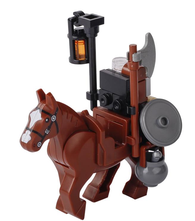 MOC Medieval Building Blocks Soldier Figures Weapons Accessories Armor Shield Flag Transport Ox Horse Mini Brick Toy Gift X010