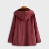 Plus Size Women Winter Warm Solid Button Pockets Thicker Hooded Coat Outwear